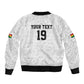 Custom World Football 2026 Ghana Sleeve Zip Bomber Jacket Black Stars Rise with White Adinkra Pattern