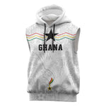 Custom World Football 2026 Ghana Sleeveless Hoodie Black Stars Rise with White Adinkra Pattern