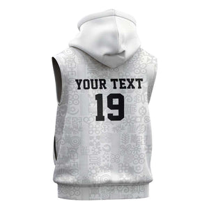 Custom World Football 2026 Ghana Sleeveless Hoodie Black Stars Rise with White Adinkra Pattern