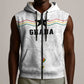 Custom World Football 2026 Ghana Sleeveless Zip Hoodie Black Stars Rise with White Adinkra Pattern