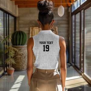 Custom World Football 2026 Ghana Women Sleeveless Polo Shirt Black Stars Rise with White Adinkra Pattern