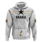 Custom World Football 2026 Ghana Zip Hoodie Black Stars Rise with White Adinkra Pattern
