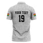 Custom World Football 2026 Ghana Zipper Polo Shirt Black Stars Rise with White Adinkra Pattern
