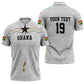 Custom World Football 2026 Ghana Zipper Polo Shirt Black Stars Rise with White Adinkra Pattern