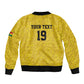 Custom World Football 2026 Ghana Bomber Jacket Black Stars Rise with Yellow Adinkra Pattern