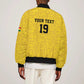Custom World Football 2026 Ghana Bomber Jacket Black Stars Rise with Yellow Adinkra Pattern