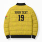 Custom World Football 2026 Ghana Bomber Puffer Jacket Black Stars Rise with Yellow Adinkra Pattern