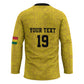 Custom World Football 2026 Ghana Hockey Jersey Black Stars Rise with Yellow Adinkra Pattern