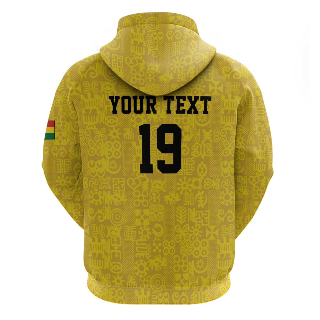 Custom World Football 2026 Ghana Hoodie Black Stars Rise with Yellow Adinkra Pattern