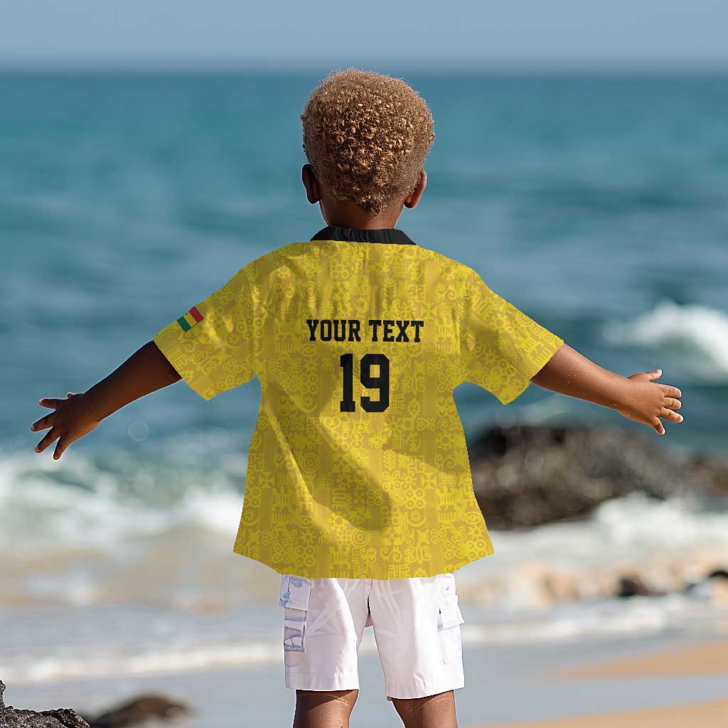 Custom World Football 2026 Ghana Kid Hawaiian Shirt Black Stars Rise with Yellow Adinkra Pattern