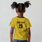 Custom World Football 2026 Ghana Kid T shirt Black Stars Rise with Yellow Adinkra Pattern