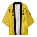 Custom World Football 2026 Ghana Kimono Black Stars Rise with Yellow Adinkra Pattern