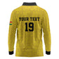 Custom World Football 2026 Ghana Long Sleeve Polo Shirt Black Stars Rise with Yellow Adinkra Pattern