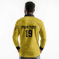 Custom World Football 2026 Ghana Long Sleeve Polo Shirt Black Stars Rise with Yellow Adinkra Pattern
