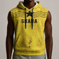 Custom World Football 2026 Ghana Sleeveless Hoodie Black Stars Rise with Yellow Adinkra Pattern