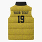 Custom World Football 2026 Ghana Sleeveless Puffer Jacket Black Stars Rise with Yellow Adinkra Pattern