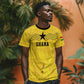 Custom World Football 2026 Ghana T shirt Black Stars Rise with Yellow Adinkra Pattern