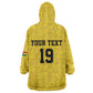 Custom World Football 2026 Ghana Wearable Blanket Hoodie Black Stars Rise with Yellow Adinkra Pattern