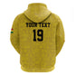 Custom World Football 2026 Ghana Zip Hoodie Black Stars Rise with Yellow Adinkra Pattern