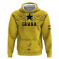 Custom World Football 2026 Ghana Zip Hoodie Black Stars Rise with Yellow Adinkra Pattern