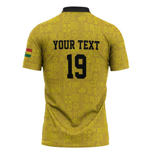 Custom World Football 2026 Ghana Zipper Polo Shirt Black Stars Rise with Yellow Adinkra Pattern