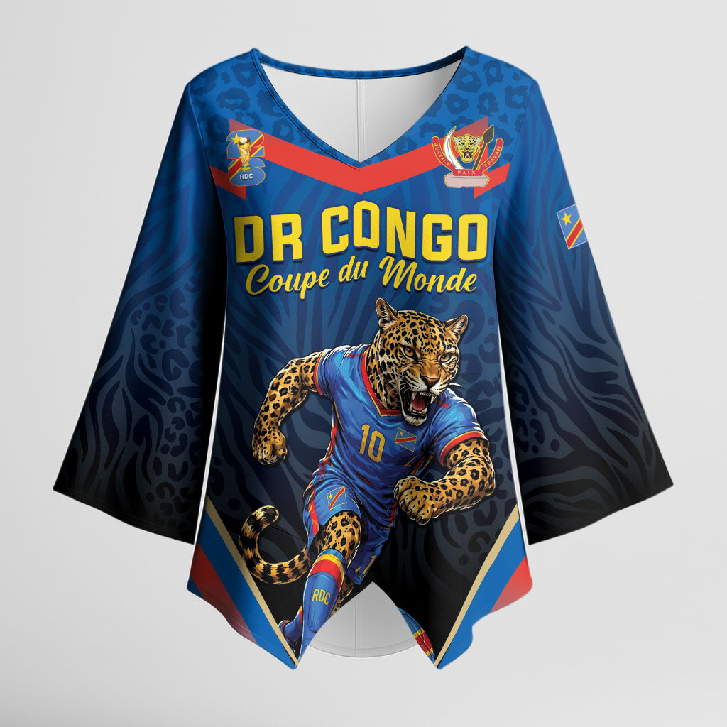 Custom World Football 2026 DR Congo Kimono Sleeve Blouse Les Leopards Coupe du Monde Glory