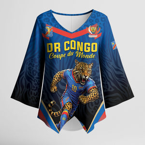 Custom World Football 2026 DR Congo Kimono Sleeve Blouse Les Leopards Coupe du Monde Glory
