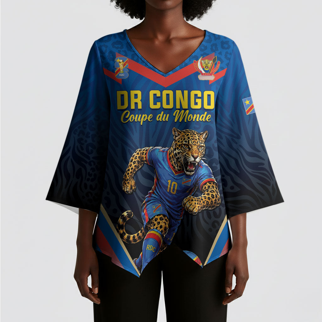 Custom World Football 2026 DR Congo Kimono Sleeve Blouse Les Leopards Coupe du Monde Glory