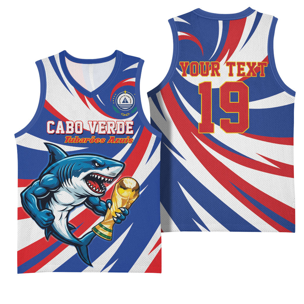 Custom World Football 2026 Cabo Verde Basketball Jersey Blue Shark Champions Trophy