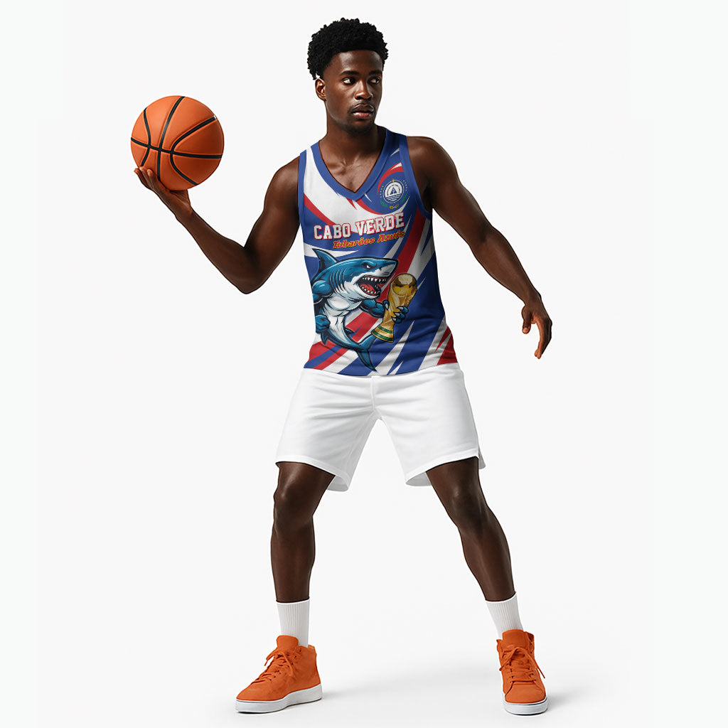 Custom World Football 2026 Cabo Verde Basketball Jersey Blue Shark Champions Trophy
