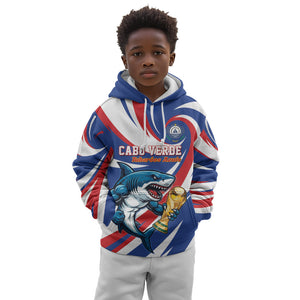 Custom World Football 2026 Cabo Verde Kid Hoodie Blue Shark Champions Trophy