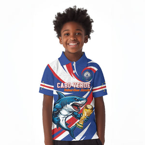 Custom World Football 2026 Cabo Verde Kid Polo Shirt Blue Shark Champions Trophy