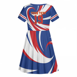 Custom World Football 2026 Cabo Verde Kid Short Sleeve Dress Blue Shark Champions Trophy