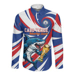 Custom World Football 2026 Cabo Verde Long Sleeve Button Shirt Blue Shark Champions Trophy