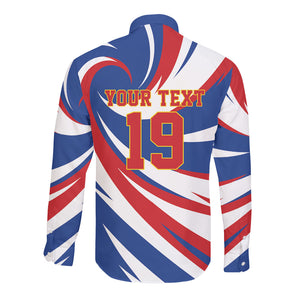Custom World Football 2026 Cabo Verde Long Sleeve Button Shirt Blue Shark Champions Trophy