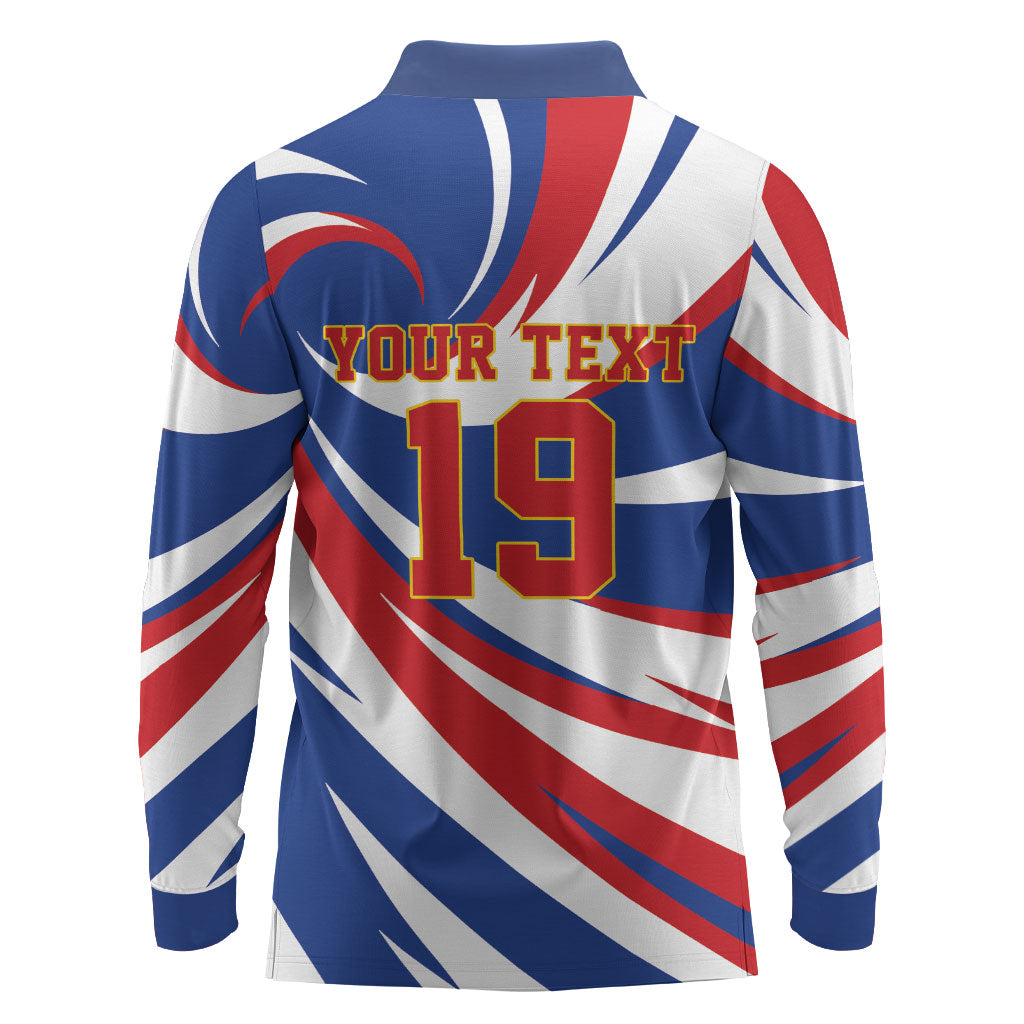 Custom World Football 2026 Cabo Verde Long Sleeve Polo Shirt Blue Shark Champions Trophy