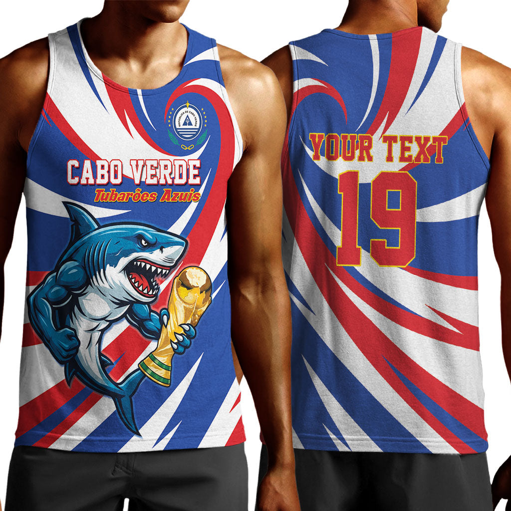 Custom World Football 2026 Cabo Verde Men Tank Top Blue Shark Champions Trophy