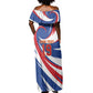 Custom World Football 2026 Cabo Verde Off Shoulder Maxi Dress Blue Shark Champions Trophy