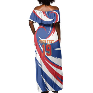 Custom World Football 2026 Cabo Verde Off Shoulder Maxi Dress Blue Shark Champions Trophy