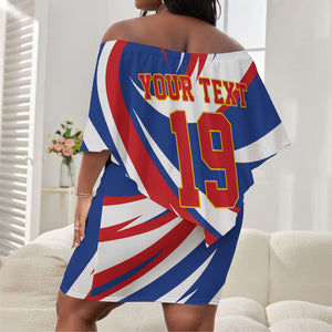 Custom World Football 2026 Cabo Verde Off Shoulder Short Dress Blue Shark Champions Trophy