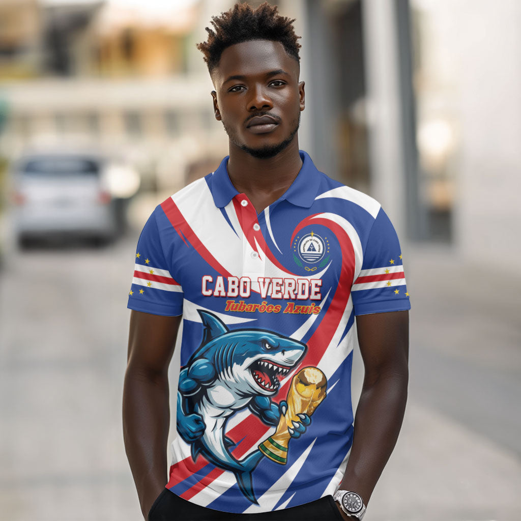 Custom World Football 2026 Cabo Verde Polo Shirt Blue Shark Champions Trophy