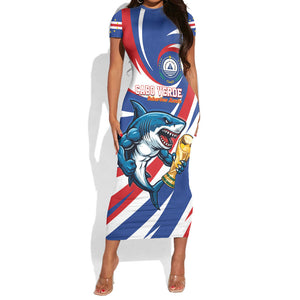 Custom World Football 2026 Cabo Verde Short Sleeve Bodycon Dress Blue Shark Champions Trophy