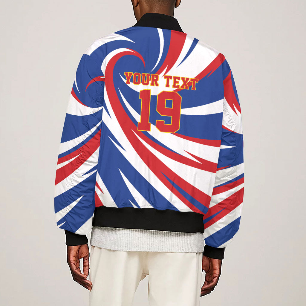 Custom World Football 2026 Cabo Verde Sleeve Zip Bomber Jacket Blue Shark Champions Trophy