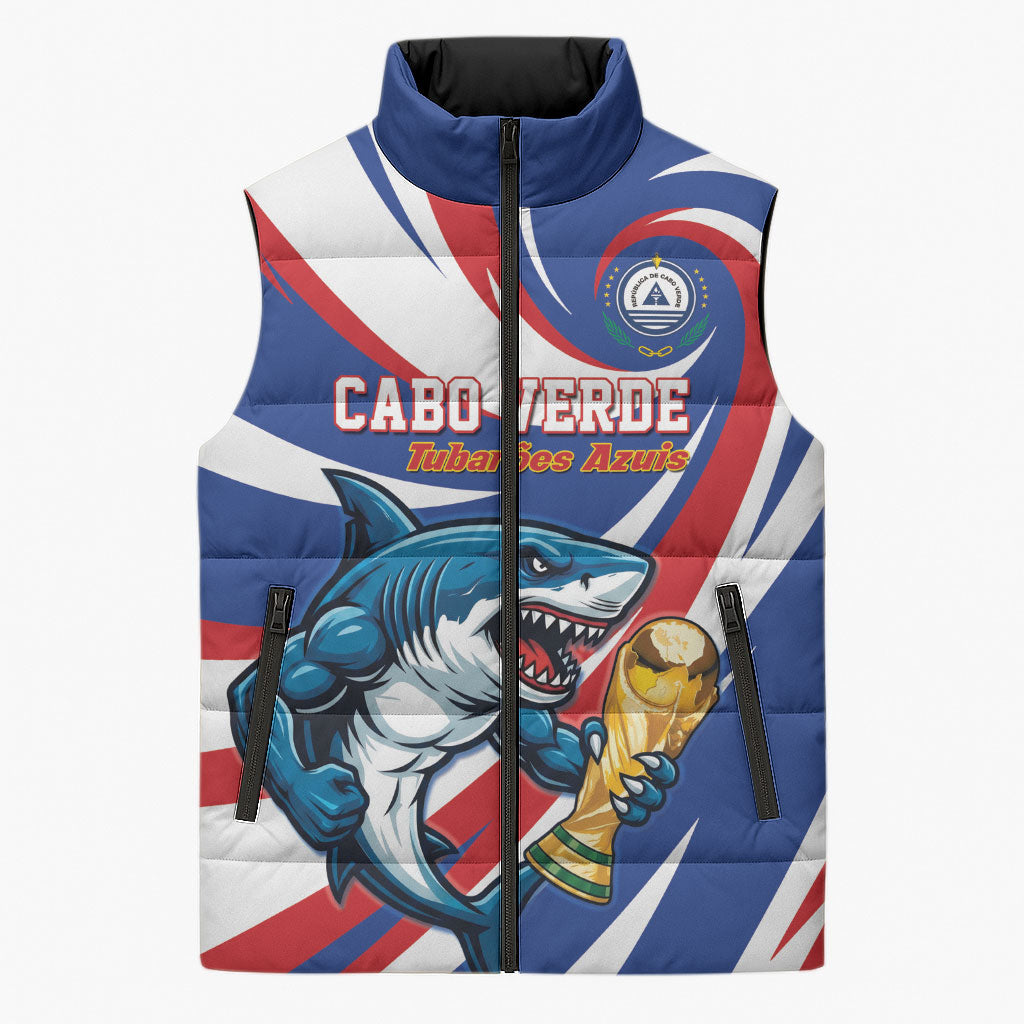 Custom World Football 2026 Cabo Verde Sleeveless Puffer Jacket Blue Shark Champions Trophy