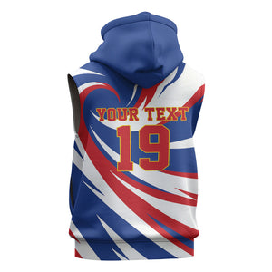 Custom World Football 2026 Cabo Verde Sleeveless Zip Hoodie Blue Shark Champions Trophy