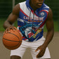 Custom World Football 2026 Cabo Verde Sleeveless Zip Hoodie Blue Shark Champions Trophy