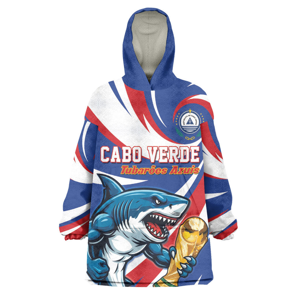 Custom World Football 2026 Cabo Verde Wearable Blanket Hoodie Blue Shark Champions Trophy