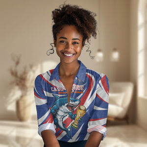 Custom World Football 2026 Cabo Verde Women Casual Shirt Blue Shark Champions Trophy
