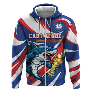 Custom World Football 2026 Cabo Verde Zip Hoodie Blue Shark Champions Trophy