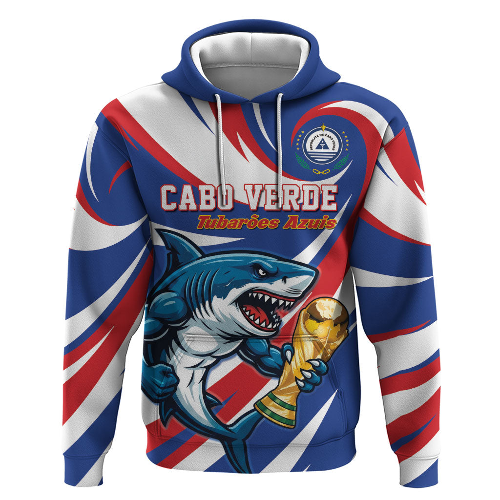 Custom World Football 2026 Cabo Verde Zip Hoodie Blue Shark Champions Trophy